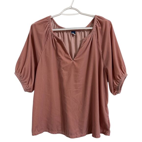 Suede/Velvet Pink Flowy Fairy Whimsical Top Shirt V-Neck Y2K Style Preppy Chic M - Picture 1 of 7